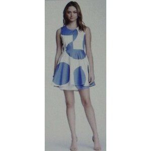 PJK Jr. Size Medium White Purple-Blue Geo Dot Print Sleeveless Sheath Dress m